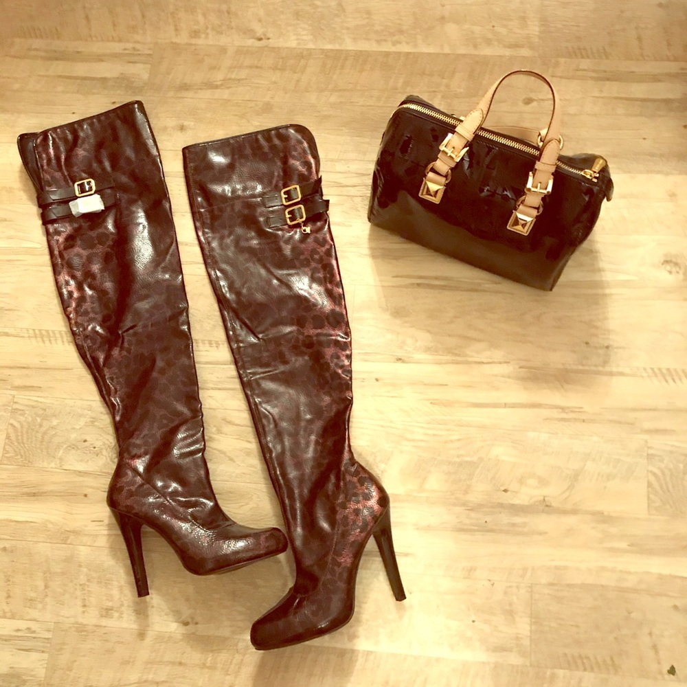 Baby Phat Knee High Leopard Print Boots 9